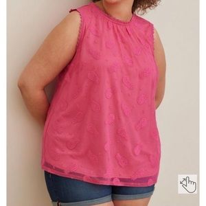 Torrid RUFFLE MOCK NECK TANK - MESH PINK PINEAPPLE